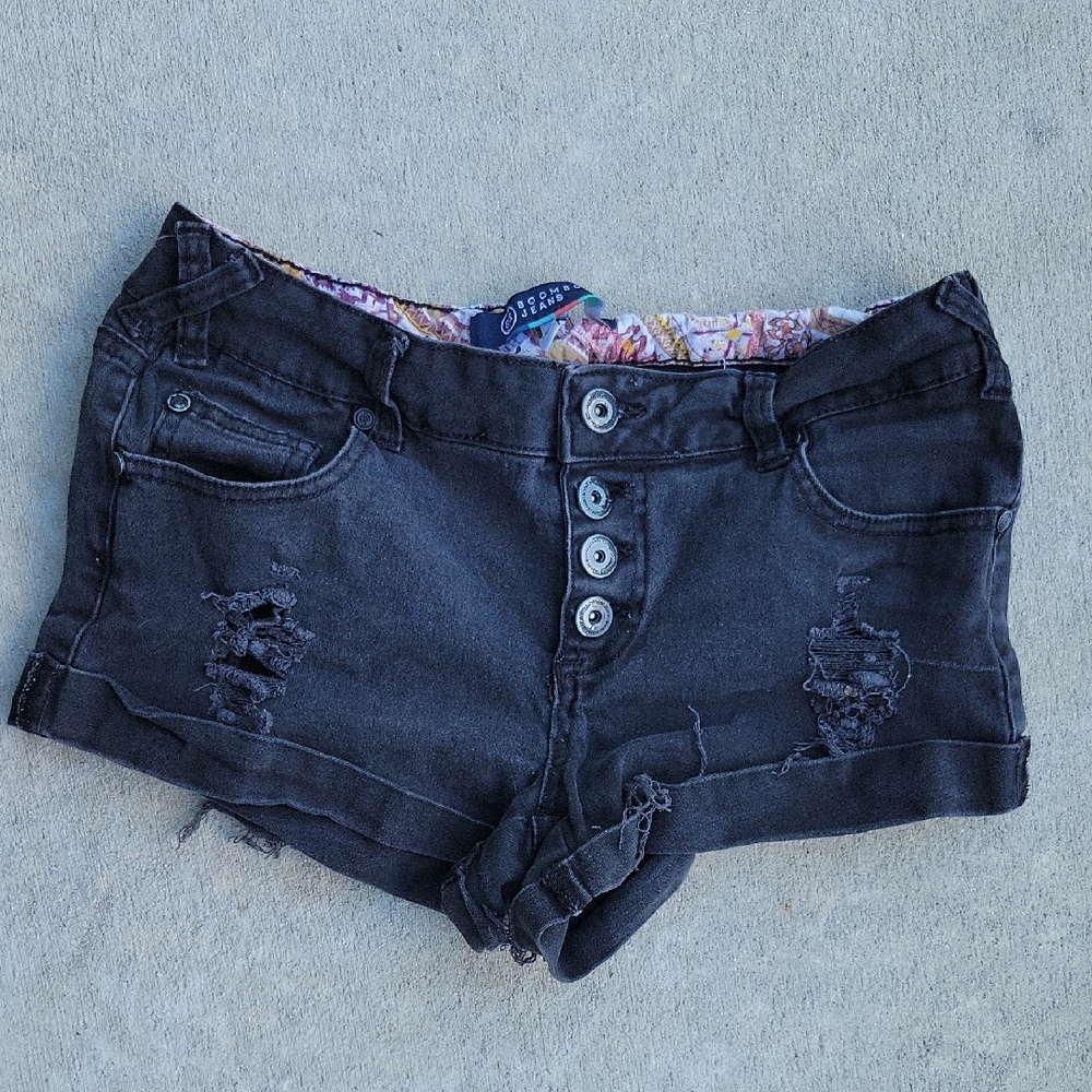 Distressed Black Denim Shorts size 5